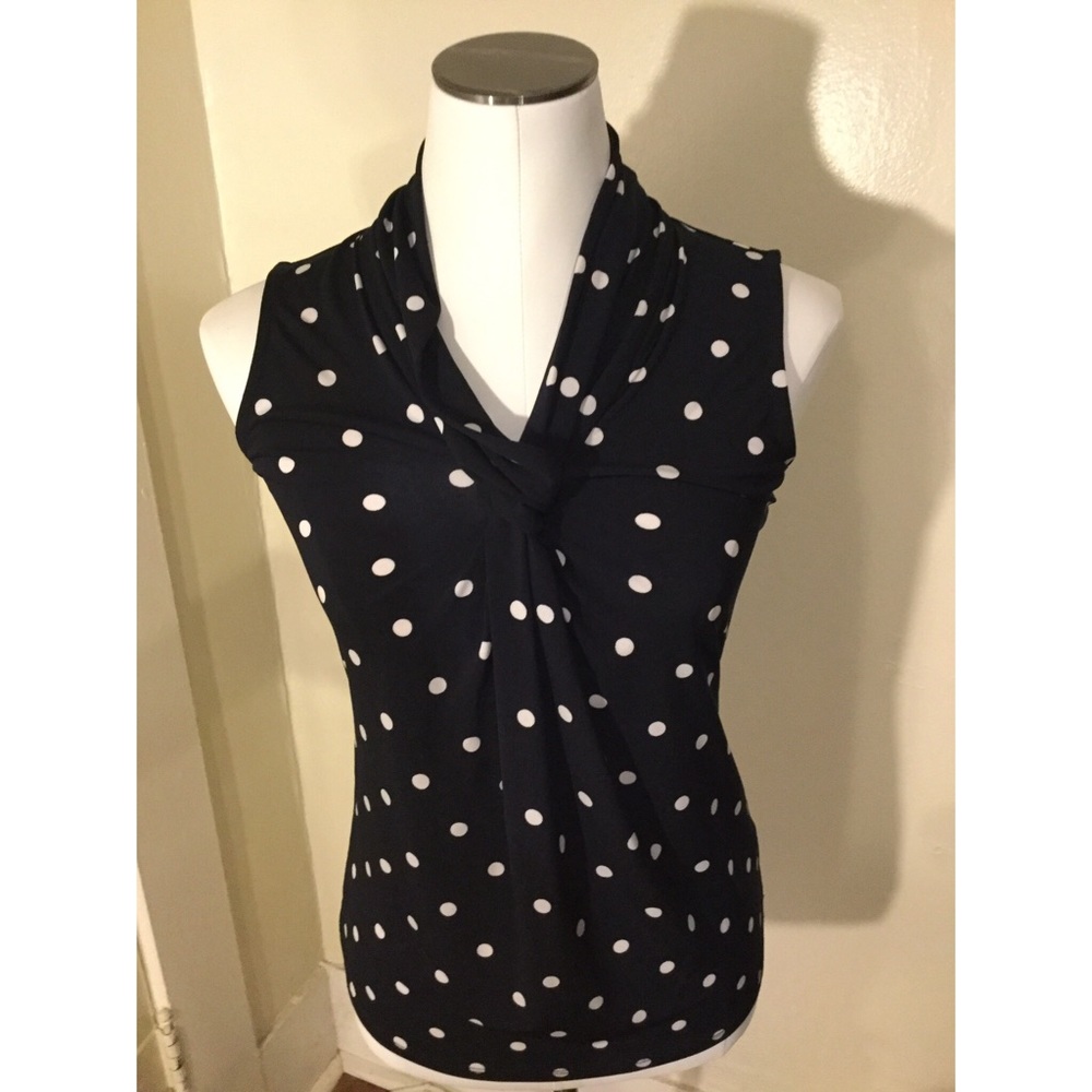 Premise Navy & White Polka Dot Sleeveless Top XS